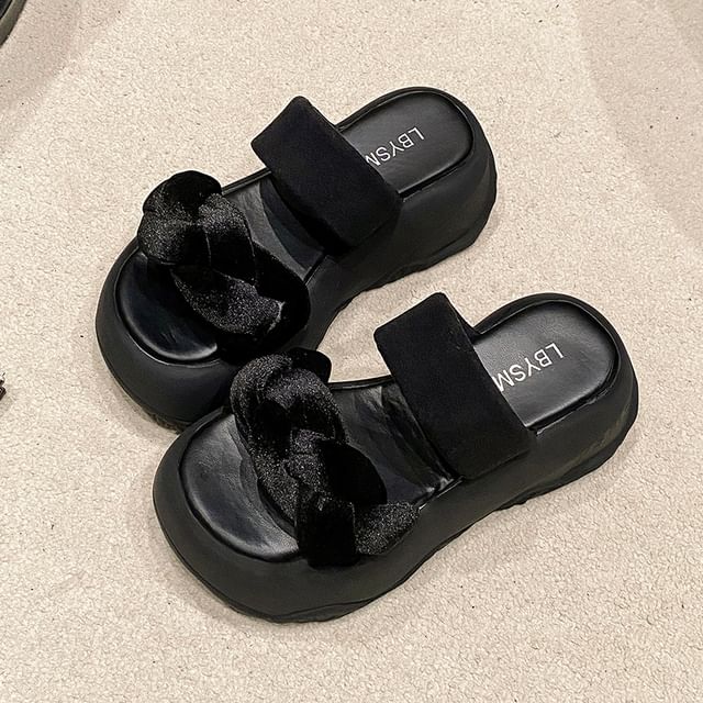 Platform Woven Slide Sandals