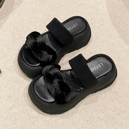 Platform Woven Slide Sandals