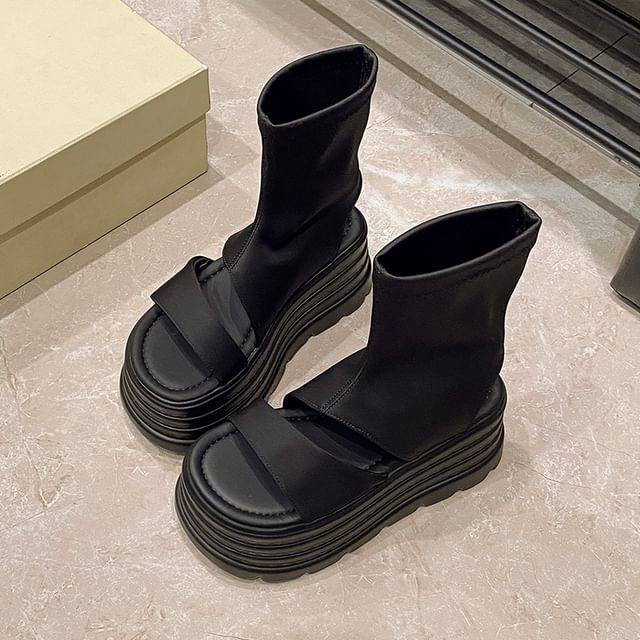 Platform Plain High Top Sandals