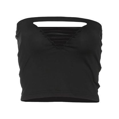 Strapless Cutout Tube Top with Low Rise Pencil Mini Skirt