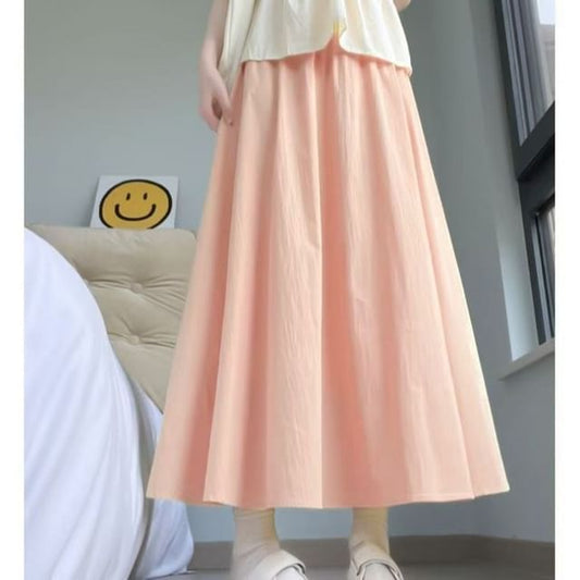 High-Rise Minimalist Midi Flared Skirt