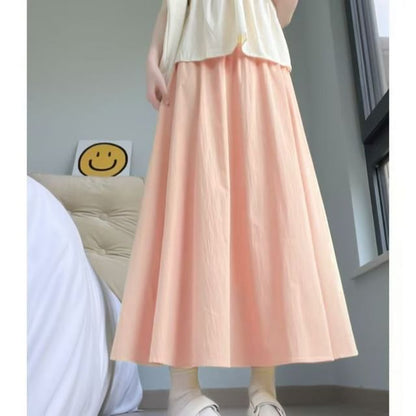 High-Rise Minimalist Midi Flared Skirt