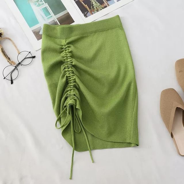Elevated Waistband Minimalist Cinch Mini Pencil Skirt