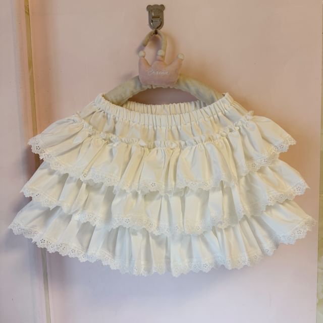 Elevated Waistband Minimalist Frill Mini Layered Skirt