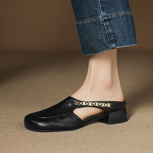 Faux Leather Chain Detail Mules