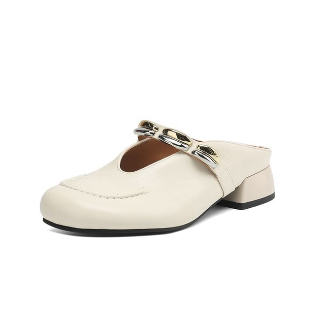 Faux Leather Metal Detail Mules
