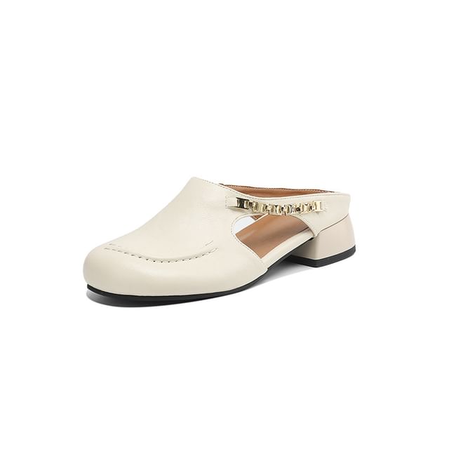 Faux Leather Chain Detail Mules