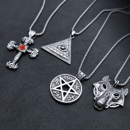 Embossed Pendant Alloy Round Box Chain Necklace (Various Designs)