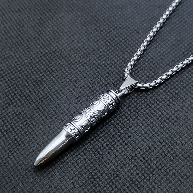 Embossed Pendant Alloy Round Box Chain Necklace (Various Designs)