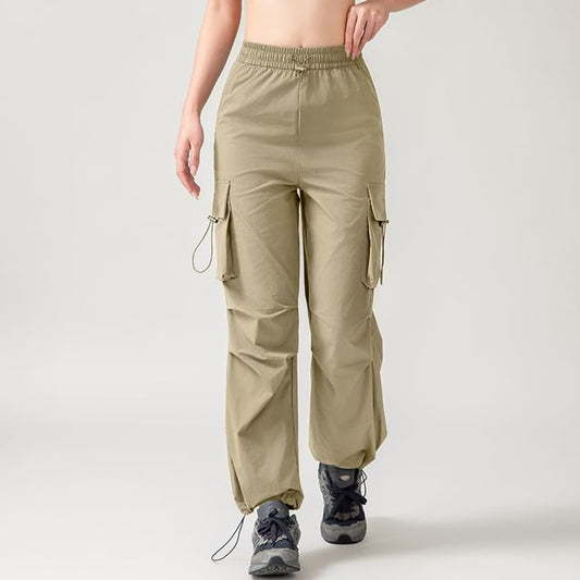 High Rise Plain Cargo Straight Leg Sweatpants