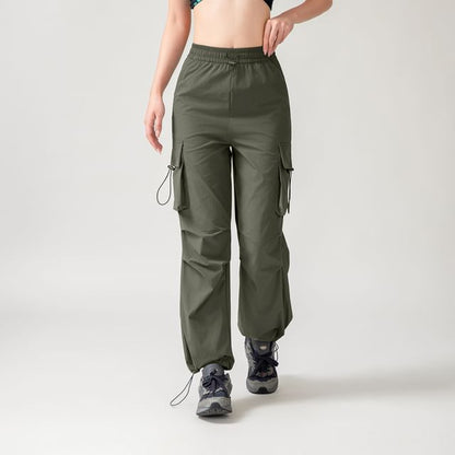 High Rise Plain Cargo Straight Leg Sweatpants