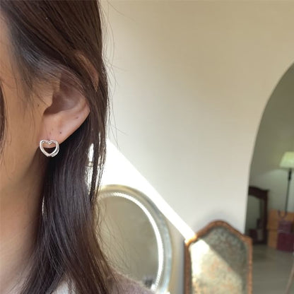 Leverback Heart Silver Sterling Ear Stud