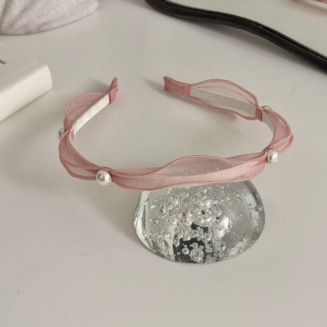 Headband Faux Pearl Mesh