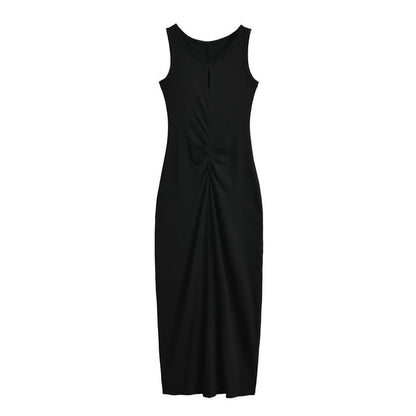 Twisted Crewneck Sleeveless Sheath Maxi Dress