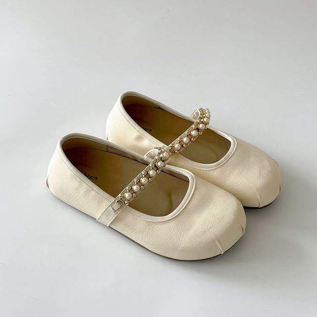 Faux Pearl Mary Jane Flats