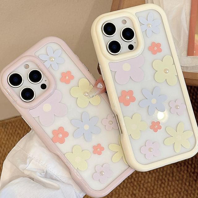 Floral Pearl Case + Set: Sticker Faux iPhone Print