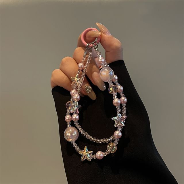 Star Faux Lanyard Pearl Phone