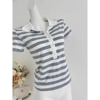 Striped Short-Sleeved Polo Shirt