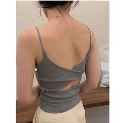 Open-Back Padded Slim-Fit Camisole Top