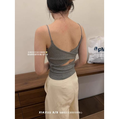 Open-Back Padded Slim-Fit Camisole Top