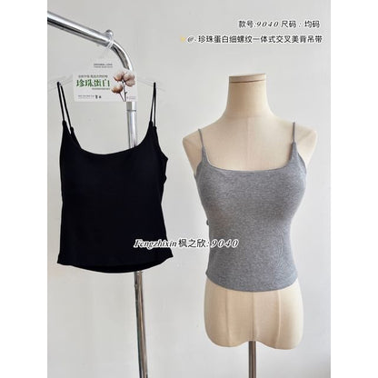 Open-Back Padded Slim-Fit Camisole Top