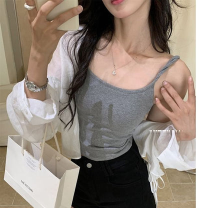 Twisted Padded Slim-Fit Camisole Blouse