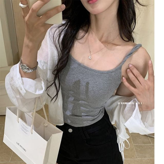 Twisted Padded Slim-Fit Camisole Blouse