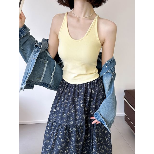 Racerback Padded Slim-Fit Cami Blouse