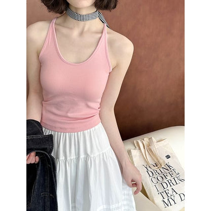 Racerback Padded Slim-Fit Cami Blouse