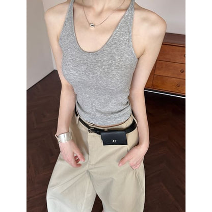 Racerback Padded Slim-Fit Cami Blouse