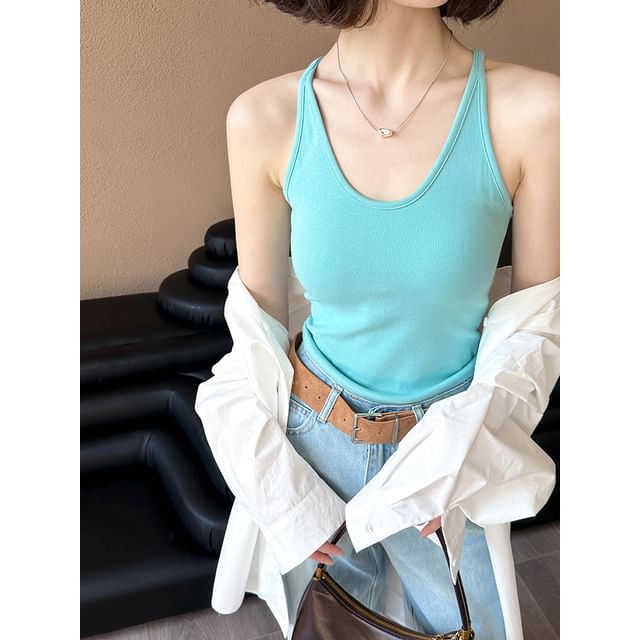 Racerback Padded Slim-Fit Cami Blouse