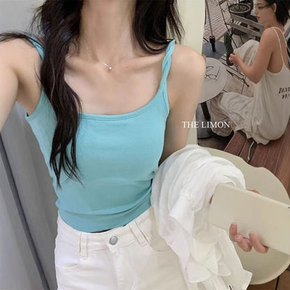 Twisted Padded Slim-Fit Camisole Blouse