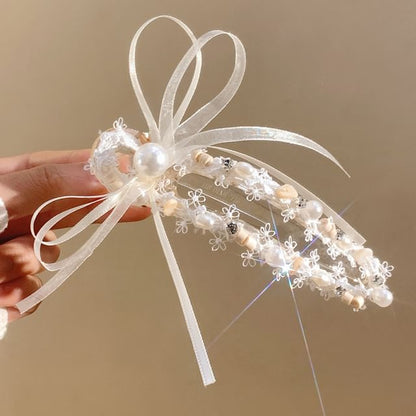 Hair Faux Bow Clip Pearl