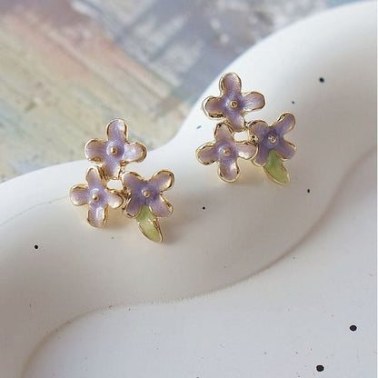 Stud On Earring Floral Clip /