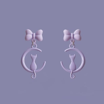 Cat Dangle Moon / Earring On Clip
