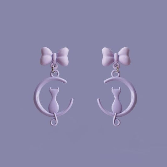 Cat Dangle Moon / Earring On Clip