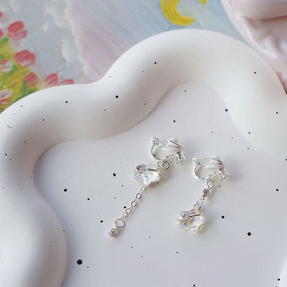On / Earring Clip Star Dangle Asymmetrical