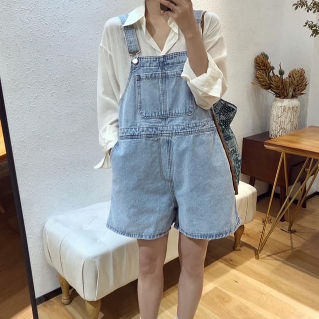 Washed Denim Jumper Shorts