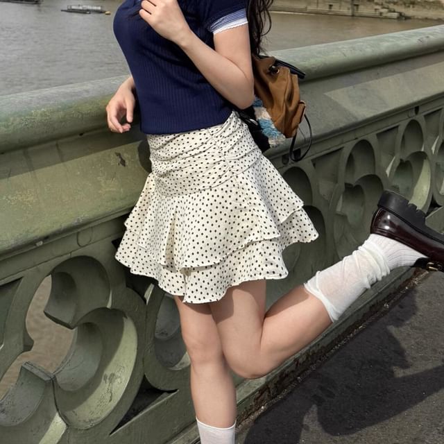 Shirred Mini Layered Skirt