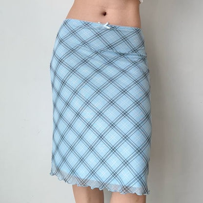 Plaid Midi Pencil Skirt