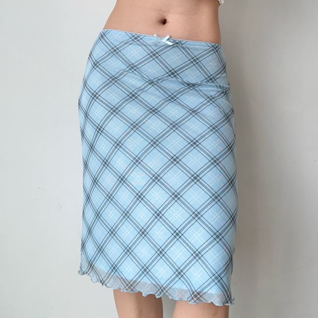 Plaid Midi Pencil Skirt