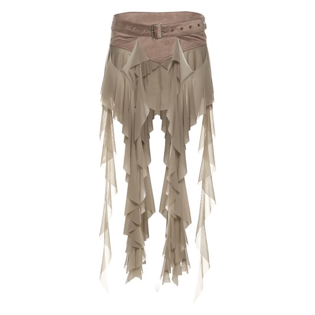 Ruffled Asymmetric Wrap Skirt