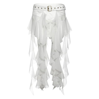 Ruffled Asymmetric Wrap Skirt