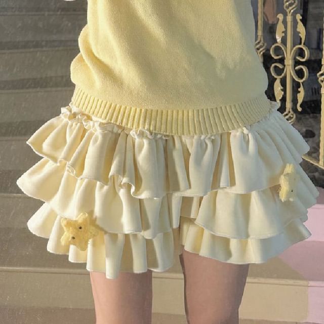 Ruffled Layered Mini Skirt