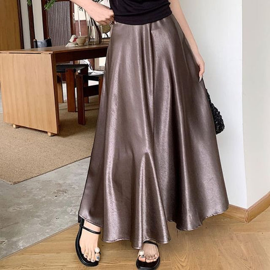Satin Maxi A-Line Skirt