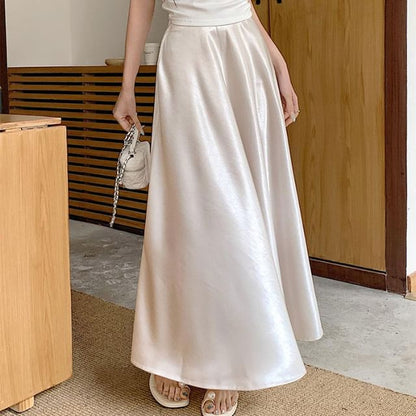 Satin Maxi A-Line Skirt