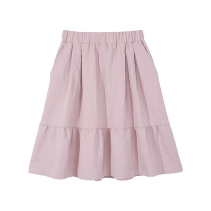 Ruffled-Trim Wide-Leg Midi Skirt