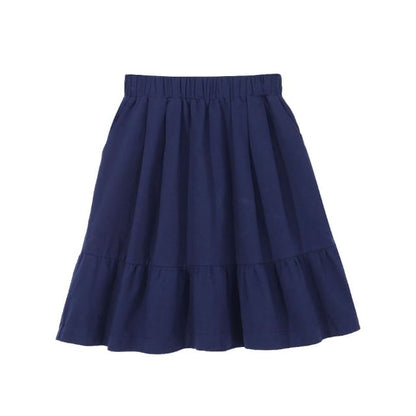 Ruffled-Trim Wide-Leg Midi Skirt