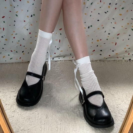 Square Toe Plain Mary Jane Shoes
