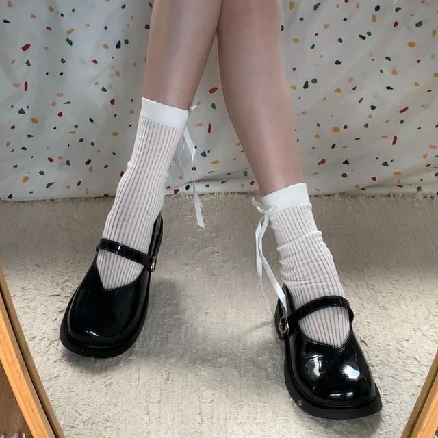 Square Toe Plain Mary Jane Shoes